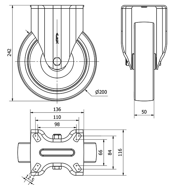 R.FIJA 17ZV200-POL POLIAMIX BLANCO-POLIUR.MARRON EJE LISO