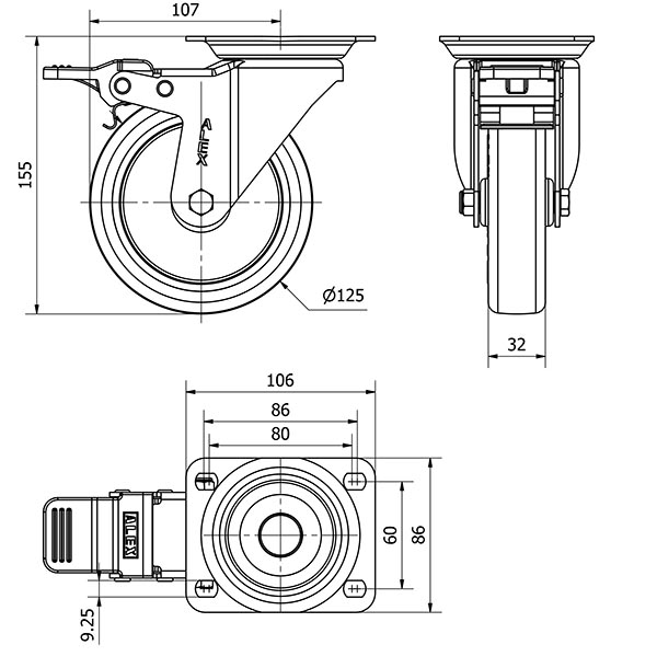 R.GIR.PLACA FRENO 10ZVFD125-POL POLIAMIX BLANCO-POLIUR.MARRON LISO
