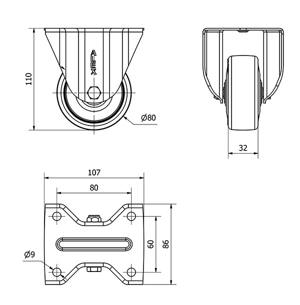 R.FIJA 17ZVL80-PGAN POLIAMIX-GOMA GRIS EJE LISO