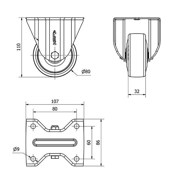 R.FIJA 17ZVL80CP-PGASB POLIAMIX-GOMA GRIS EJE BOLAS