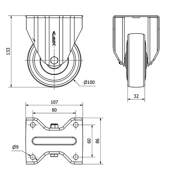R.FIJA 17ZV100-PGAN POLIAMIX-GOMA GRIS EJE LISO