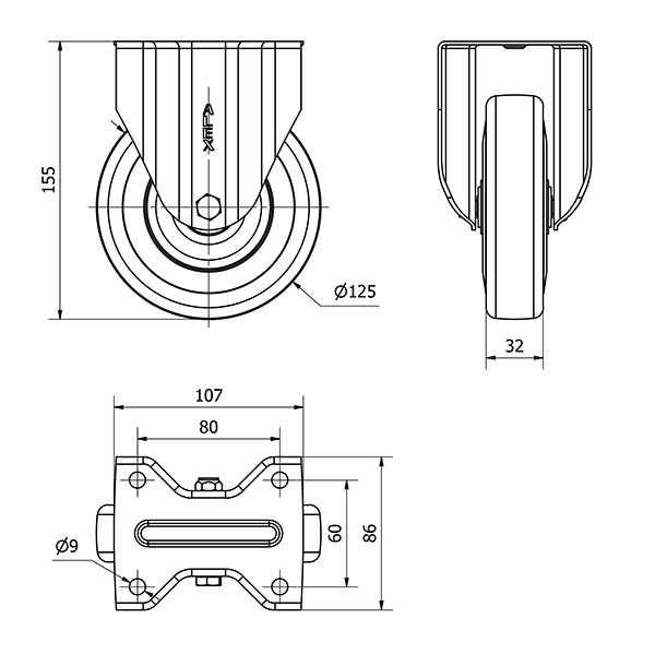 R.FIJA 17ZV125-PGAN POLIAMIX-GOMA GRIS EJE LISO