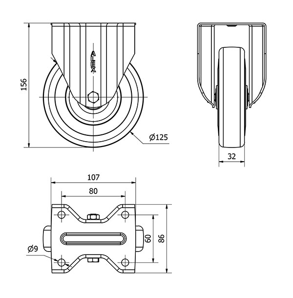 R.FIJA 17ZV125CP-PGASB POLIAMIX-GOMA GRIS EJE BOLAS
