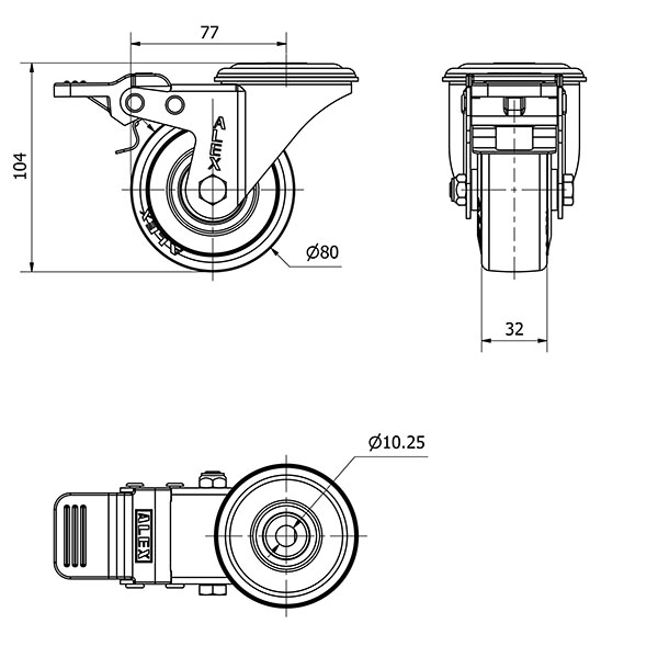 R.GIR.AGUJERO M10 FRENO 20ZVLFD80CP-PGASB POLIAMIX-GOMA GRIS BOLAS