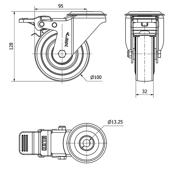 R.GIR.AGUJERO M12 FRENO 20ZVFD100CP-PGASB POLIAMIX-GOMA GRIS BOLAS