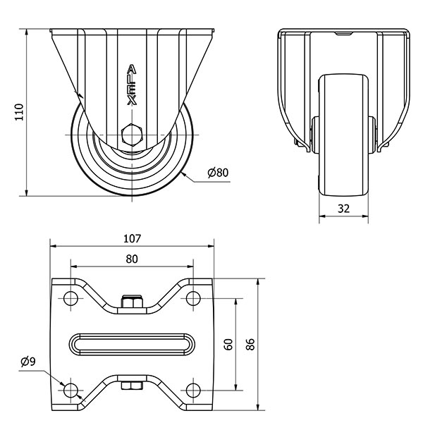 R.FIJA INOX.17ZVLI80-POL POLIAMIX BLANCO-POLIUR.MARRON EJE LISO
