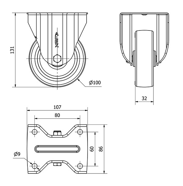 R.FIJA INOX.17ZVLI100-POL POLIAMIX BLANCO-POLIUR.MARRON EJE LISO