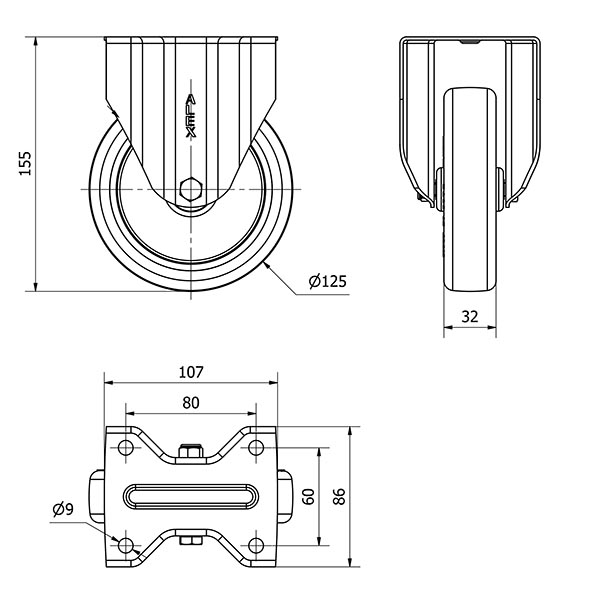 R.FIJA INOX.17ZVI125-POL POLIAMIX BLANCO-POLIUR.MARRON EJE LISO