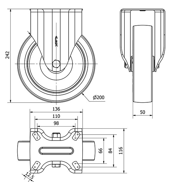 R.FIJA INOX.17ZVI200-POL POLIAMIX BLANCO-POLIUR.MARRON EJE LISO