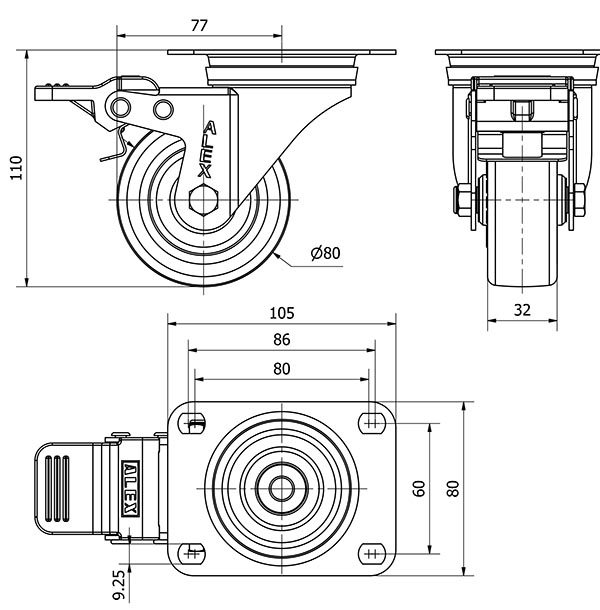 R.GIR.PLACA FR.INOX.10ZVLIFD80-POL POLIAMIX BLAN.-POLIUR.MARRON LISO