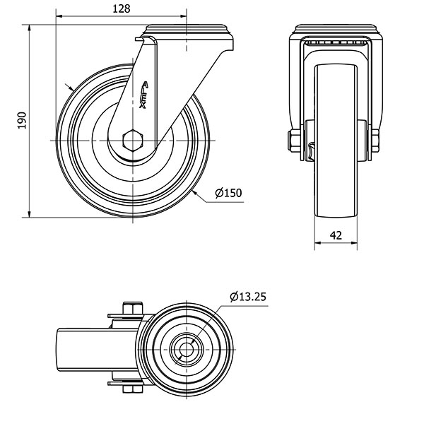 R.GIR.AGUJ.M12 INOX.20ZVI150-POL POLIAMIX BLANCO-POLIUR.MARRON LISO