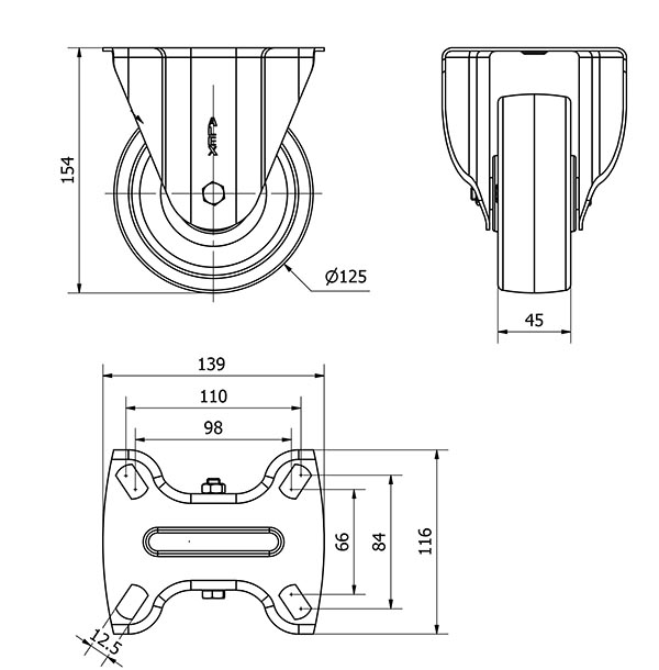 R.FIJA 17TVC125-TNB NYLON BLANCO EJE BOLAS