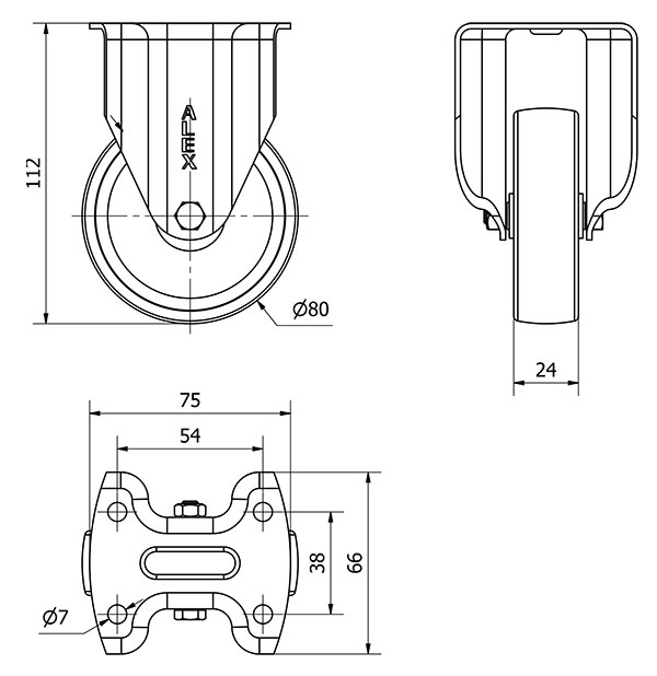 R.FIJA 17BH80-SL PLASTICO BLANCO EJE LISO