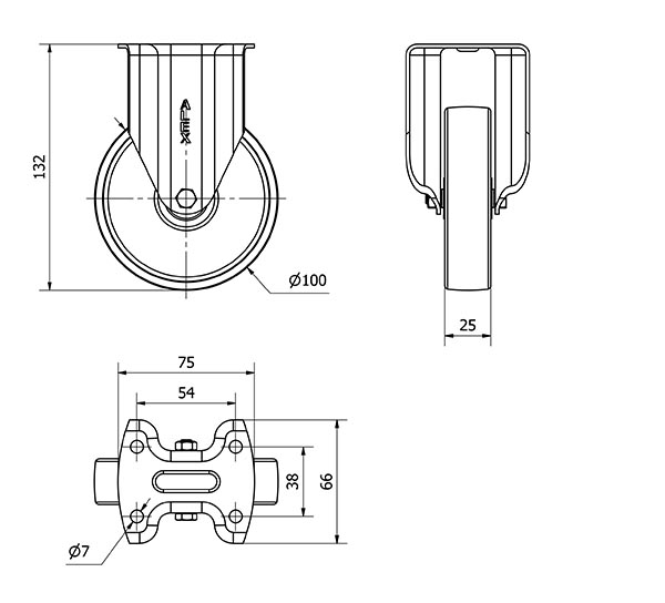 R.FIJA 17BH100-SL PLASTICO BLANCO EJE LISO