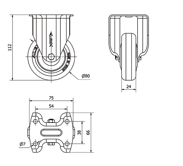 R.FIJA 17BH80CP-PGI POLIAMIX-GOMA GRIS EJE LISO