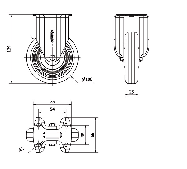 R.FIJA 17BH100CP-PLGI POLIAMIX-GOMA GRIS EJE LISO