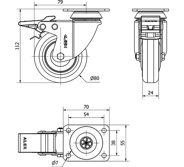 R.GIR.PLACA FRENO 10BHFD80CP-PPI POLIAMIX-POLIUR.ROJO EJE LISO