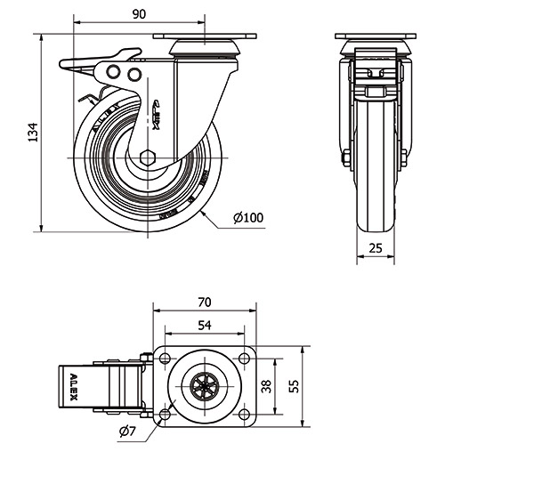 R.GIR.PLACA FRENO 10BHFD100CP-PPI POLIAMIX-POLIUR.ROJO EJE LISO