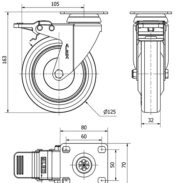 R.GIR.PLACA FRENO 10BHAFD125CP-PPIA POLIAMIX-POLIUR.ROJO EJE LISO