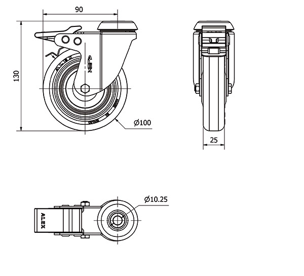 R.GIR.AGUJERO M10 FRENO 20BHFD100CP-PPI POLIAMIX-POLIUR.ROJO LISO