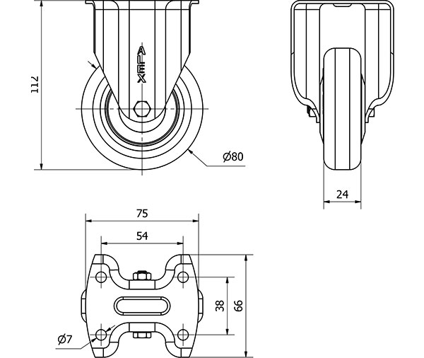 R.FIJA 17BH80CP-PPI POLIAMIX-POLIUR.ROJO EJE LISO