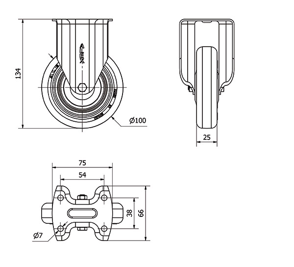 R.FIJA 17BH100CP-PPI POLIAMIX-POLIUR.ROJO EJE LISO
