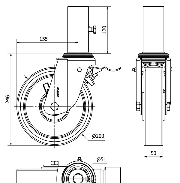 R.GIR.ANDAMIO FRENO 12TVAFD200-HUB HIERRO-POLIUR.NARANJA BOLAS