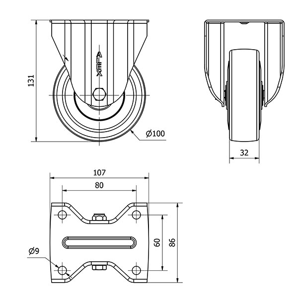 R.FIJA 17ZVL100-PGAN POLIAMIX-GOMA GRIS EJE LISO