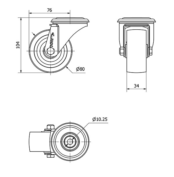 R.GIR.AGUJERO M10 20ZVL80-TA HIERRO FUNDIDO EJE LISO