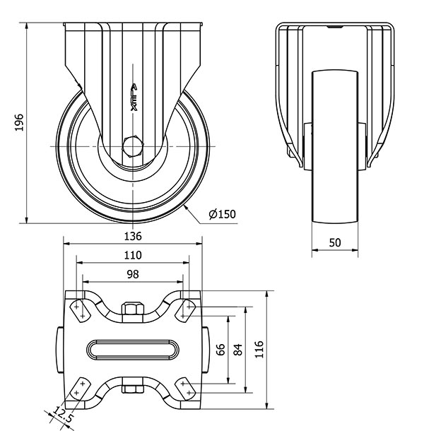 R.FIJA 17ZV150-TA HIERRO FUNDIDO EJE LISO