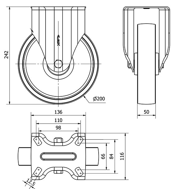 R.FIJA 17ZV200-TA HIERRO FUNDIDO EJE LISO