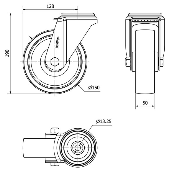 R.GIR.AGUJERO M12 20ZV150-TA HIERRO FUNDIDO EJE LISO