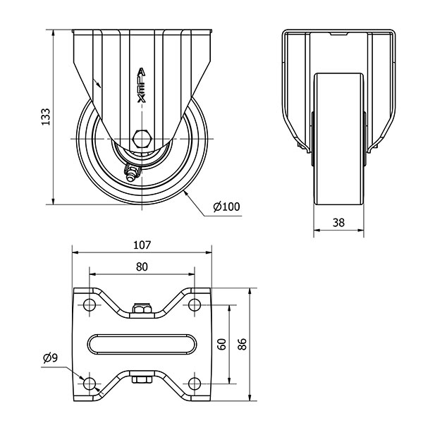 R.FIJA 17ZV100-AUB ALUMINIO-POLIUR.NARANJA EJE BOLAS