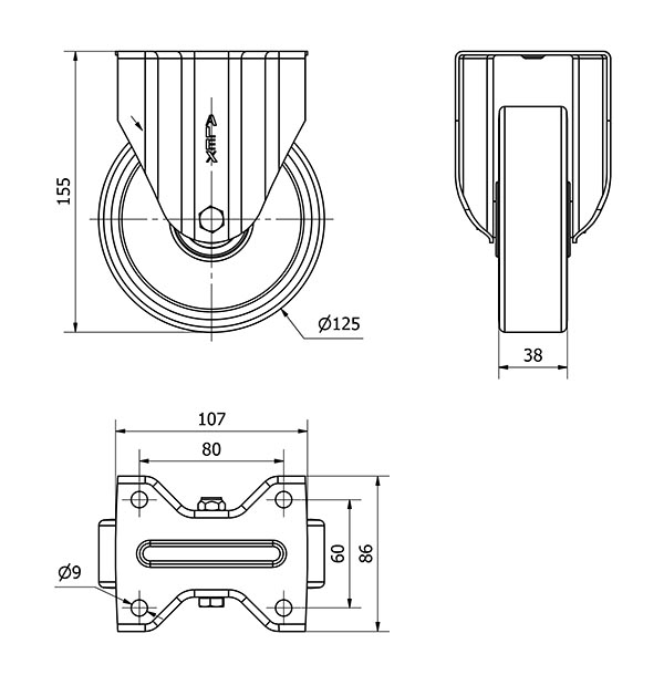 R.FIJA 17ZV125-AUB ALUMINIO-POLIUR.NARANJA EJE BOLAS
