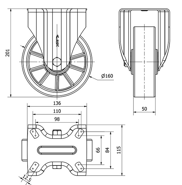 R.FIJA 17ZV160-AUB ALUMINIO-POLIUR.NARANJA EJE BOLAS
