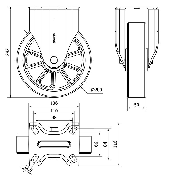 R.FIJA 17ZV200-AUB ALUMINIO-POLIUR.NARANJA EJE BOLAS