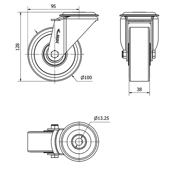 R.GIR.AGUJERO M12 20ZV100-AUB ALUMINIO-POLIUR.NARANJA EJE BOLAS
