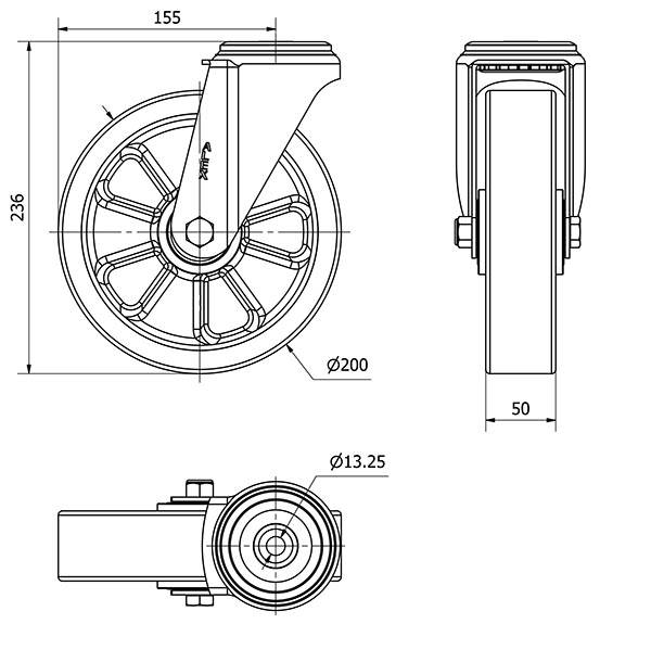 R.GIR.AGUJERO M12 20ZV200-AUB ALUMINIO-POLIUR.NARANJA EJE BOLAS