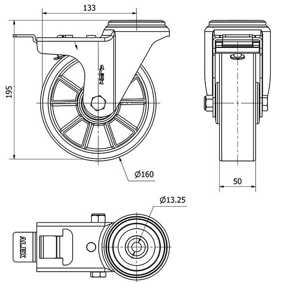 R.GIR.AGUJERO M12 FRENO 20ZVFD160-AUB ALUMINIO-POLIUR.NARANJA BOLAS