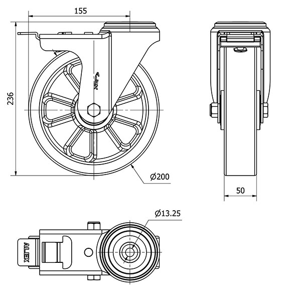 R.GIR.AGUJERO M12 FRENO 20ZVFD200-AUB ALUMINIO-POLIUR.NARANJA BOLAS