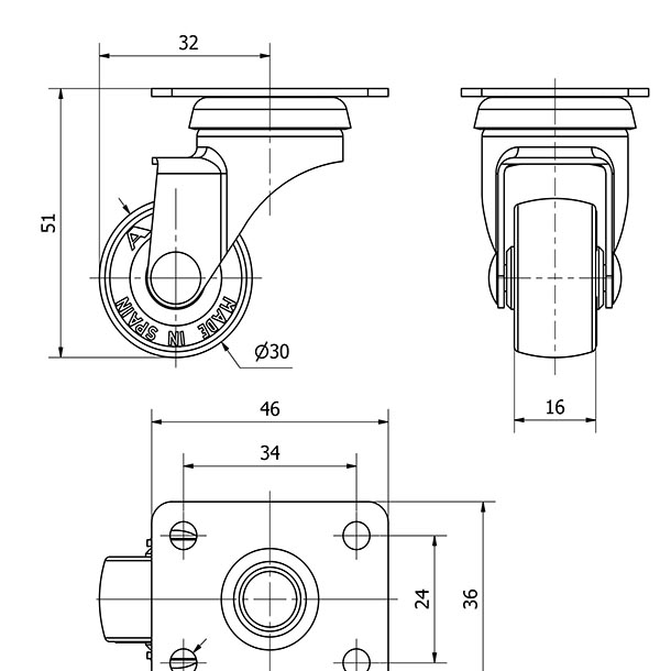 R.GIR.PLACA 10BSR30-PPI POLIAMIX-POLIUR.ROJO EJE LISO