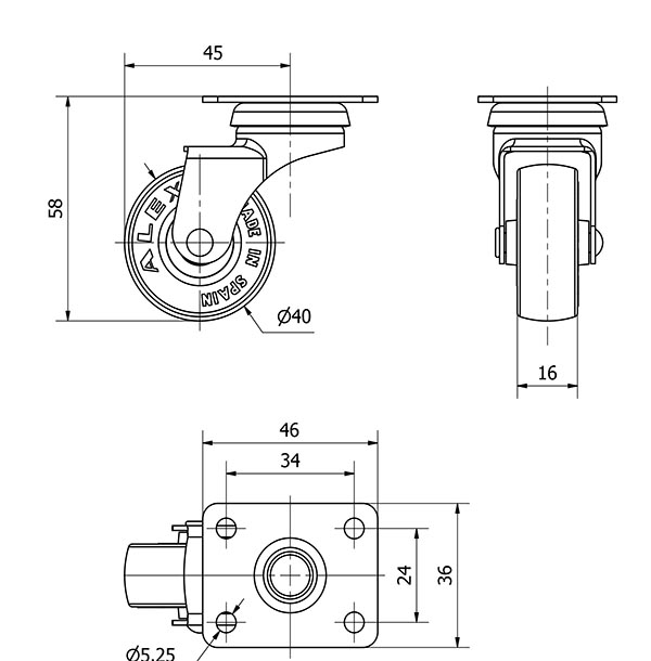 R.GIR.PLACA 10BSR40-PPI POLIAMIX-POLIUR.ROJO EJE LISO