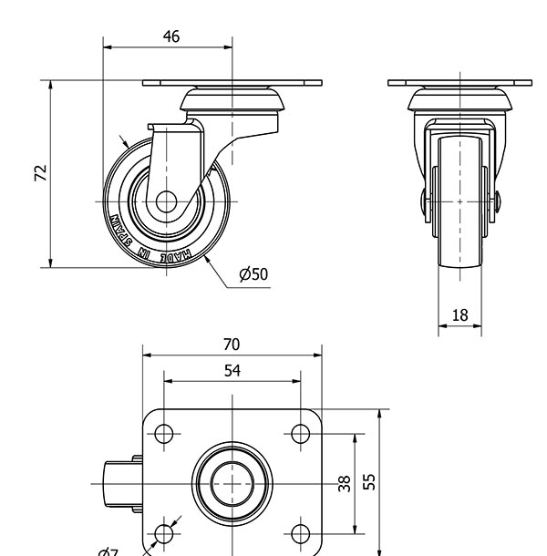 R.GIR.PLACA 10BSR50CP-PPI POLIAMIX-POLIUR.ROJO EJE LISO
