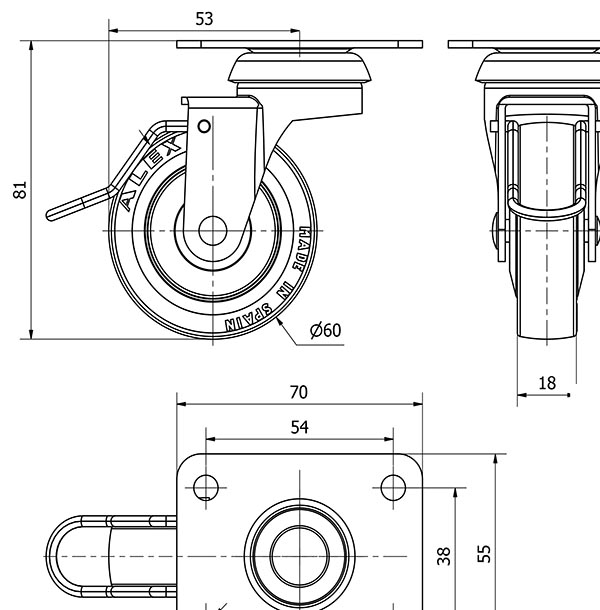 R.GIR.PLACA FRENO VARILLA 10BSRFV60CP-PPI POLIAMIX-POLIUR.ROJO LISO