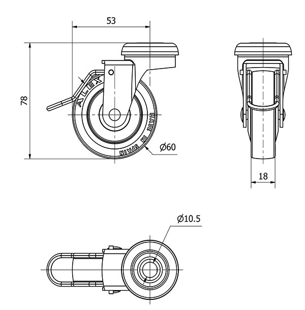 R.GIR.AGUJERO M10 FRENO VARIL.21BSRFV60CP-PPI PLMIX-POLIUR.ROJO LISO