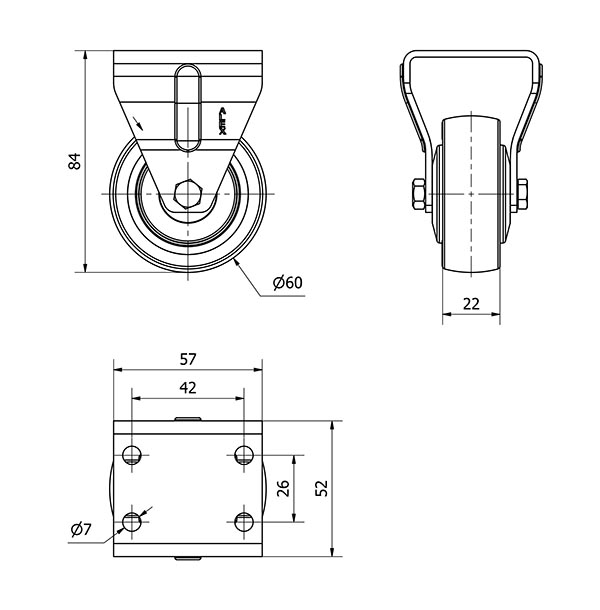 R.FIJA INOX.17ZI60-PPIA POLIAMIX-POLIUR.ROJO EJE LISO