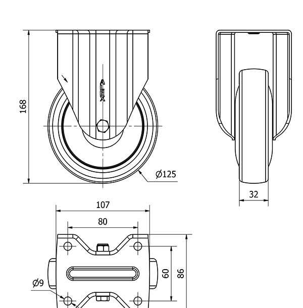 R.FIJA CROMADA 17A125CP-PGAISB GOMA GRIS EJE BOLAS