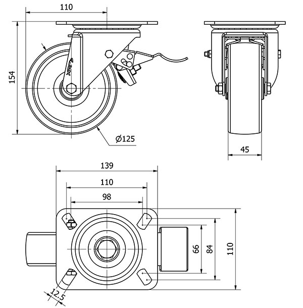 R.GIR.PLACA FRENO 10TVCFD125-TP POLIAMIX BLANCO EJE LISO
