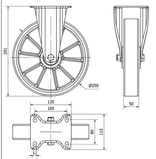 R.FIJA 17ZV250-AUB ALUMINIO-POLIUR.NARANJA EJE BOLAS