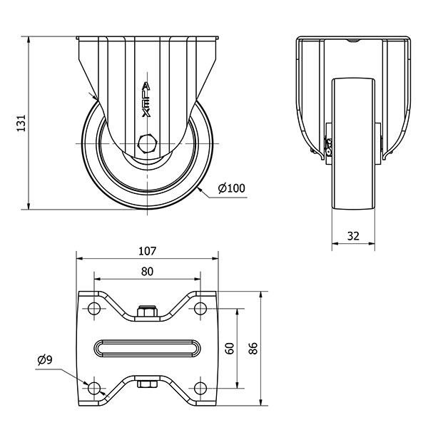 R.FIJA INOX.17ZVLI100-FT NYLON BLANCO EXTRAFUERTE EJE LISO